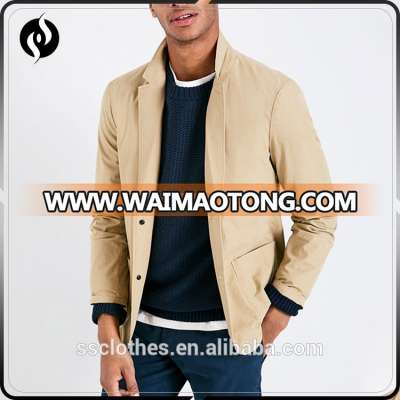 2017 New fashion style blank slim fit khaki 100% cotton blazers for men