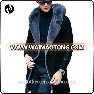 2017 High quality new style custom faux leather trench royal blue winter mens coat