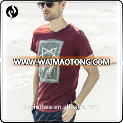 Wholesale China short sleeve rounded neckline stripe organic cotton custom men printing tshirt