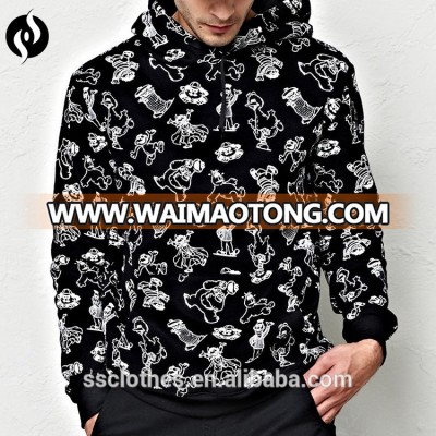 New design spring casual mens black sweatshirts all over print hoodies