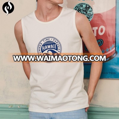 Fashion summer white custom printed men tanktop