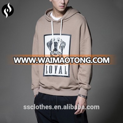 2018 Hot sale casual mens custom print longline drop shoulder hoodie