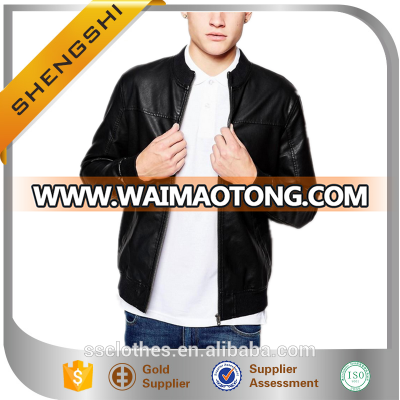 New arrival machine wash 100%pu men faux leather jacket biker