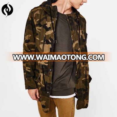 2018 New arrival fashion design men clothing custom hooded zipper mens wholesale camo jacket