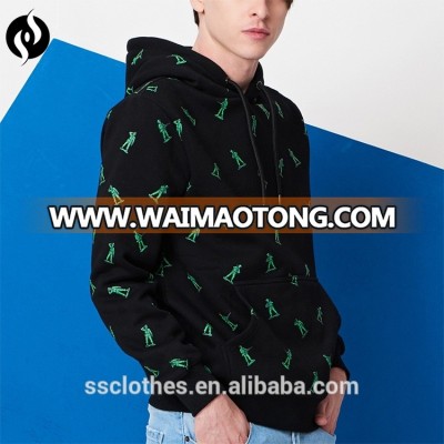 Fashion Korean style print 100% cotton plain hoodie drawstring for men