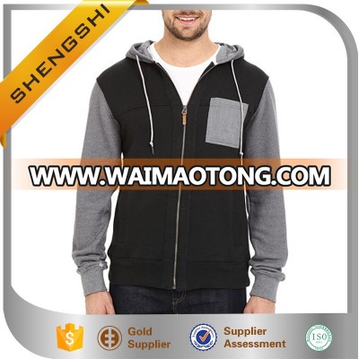 wholesale men drawstring longsleeve fashion mens zip fleece hoodies